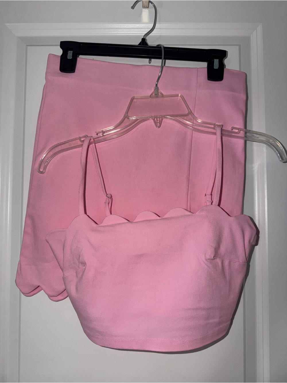 iris Pink Scallop-Trim Mini Skirt Set